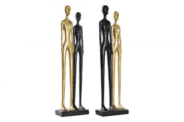 Figura Decorativa 2 Pessoas - Preto e Dourado
