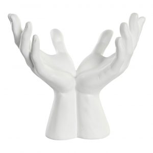 Figura Mãos - Resina Branco Bonita Peça Decorativa Mãos - Escultura em Resina Branca