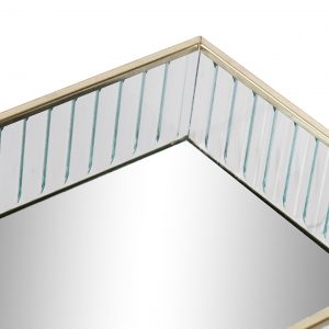 Bandeja Vidro e Metal Dourado Bonita bandeja em metal, vidro e espelho no fundo