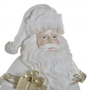 Figura Pai Natal - Branco e Dourado Bonito Pai Natal em Resina Branco e Dourado