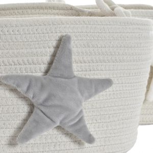 Conj. 2 Cestos Algodão Estrela Bonito Conjunto de 2 cestos de algodão com asas e aplicação estrela