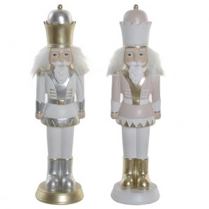 Figura Quebra-nozes - Cinza e Rosa Bonito Quebra- Nozes em resina Cinza e Rosa