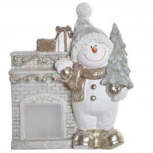 Dec. LED Cerâmica - Boneco Neve Bonita decoração com luz em grés