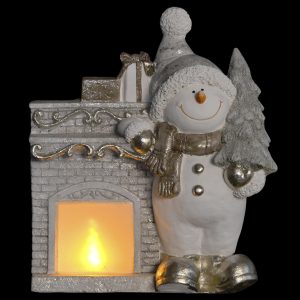 Dec. LED Cerâmica - Boneco Neve Bonita decoração com luz em grés
