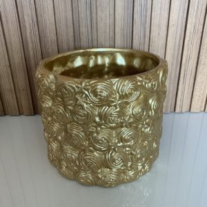 Vaso Cerâmica Dourado - Rosas Bonito Vaso em Cerâmica Dourado
