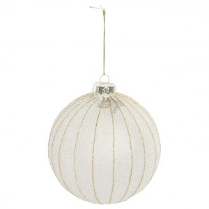 Bola Pendente Vidro - Branca e Dourada Bonita Bola de Vidro Pendente para árvore de Natal