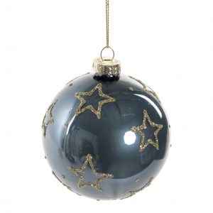 Bola Pendente Vidro - Petróleo Estrelas Douradas Bonita Bola de Vidro Pendente para árvore de Natal