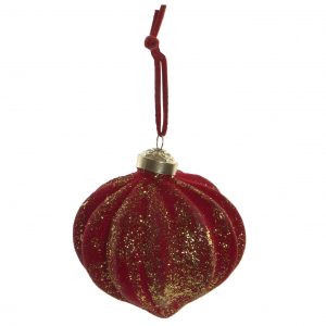 Pendente Veludo e Vidro - Vermelho Natal Bonito enfeite para árvore em veludo vermelho
