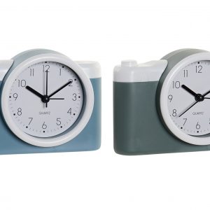 Relógio Despertador PVC e Vidro - Máq. Fotográfica - Azul turquesa Bonito e original relógio despertador