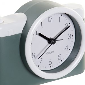Relógio Despertador PVC e Vidro – Máq. Fotográfica – Verde Bonito e original relógio despertador