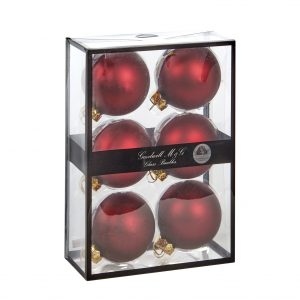 Conj. 6 Bolas Vidro Natal – Vermelho (7 Cms) Bonitas Bolas de Vidro - Vermelho