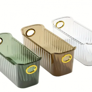Caixa/Cesto PVC - Transparente - Asas Douradas Bonita e elegante caixa em PVC