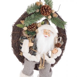 Coroa Pai Natal Coroa em Rattan com Pai Natal em Tecido