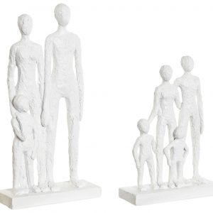 Figura/Estatueta Resina Família – Mod. Pais + 2 Filhos Bonita e original peça em resina branca Família de 4 pessoas