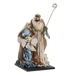 Sagrada Família Azul - 40 Cms Bonita Sagrada Família em tons de Azul e Dourado Base em PVC Tecidos Poliester