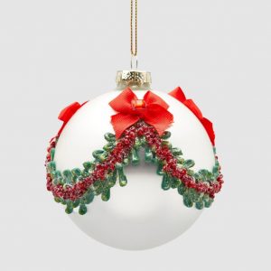 Bola Natal Premmium Vidro com Laços (10 cms) Bonita e elegante bola pendente em vidro com laços em veludo