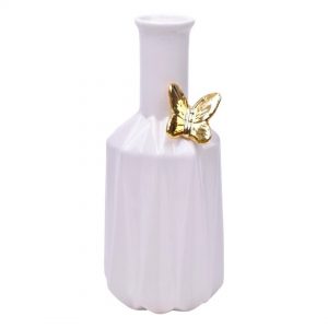 Jarra Porcelana - Borboleta Dourada Mod.1 Bonita Jarra Branca com borboleta Dourada
