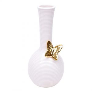 Jarra Porcelana – Borboleta Dourada Mod.2 Bonita Jarra Branca com borboleta Dourada