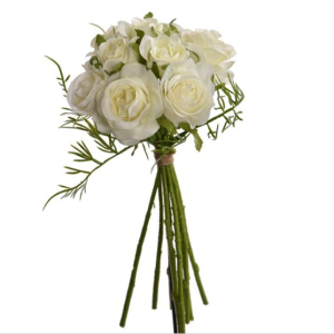 Bouquet Rosas Stª Teresinha - Brancas Bonito Bouquet de flores artificiais – Rosas Toque e aspeto natural