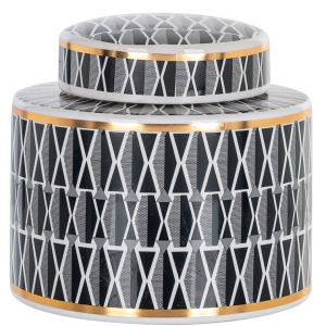 Pote Decorativo com Tampa Bonito e elegante pote decorativo com tampa Padrão geométrico
