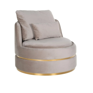 Sofá/Cadeirão - Taupe com pormenores dourados Bonito e distinto sofá/cadeirão em tecido cor taupe Pormenores em latão dourado