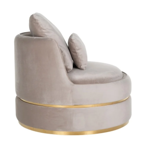 Sofá/Cadeirão - Taupe com pormenores dourados Bonito e distinto sofá/cadeirão em tecido cor taupe Pormenores em latão dourado