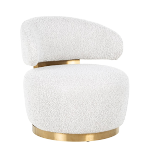 Sofá/Cadeirão Branco e Dourado Bonito sofá/cadeirão em tecido bouclé anti-fogo pormenores em latão dourado