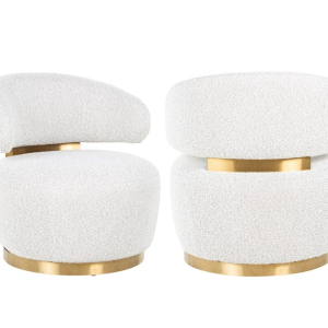 Sofá/Cadeirão Branco e Dourado Bonito sofá/cadeirão em tecido bouclé anti-fogo pormenores em latão dourado