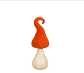 Cgumelo Cor Laranja – Pé em Madeira Bonita peça decorativa cogumelo em madeira e veludo