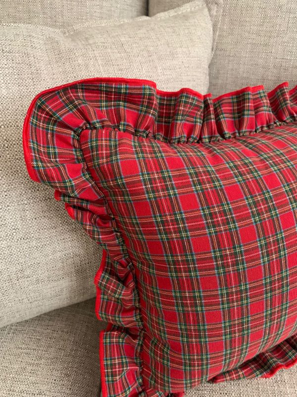 Almofada Xadrez com Folho - Vermelho