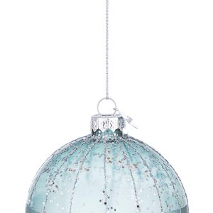 Pendente Bola Azul - Vidro Bonita Bola Pendente em Vidro para Árvore de Natal. Em Azul com Aplicações Brilhantes