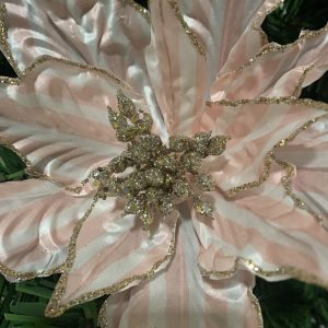 Flor Clip - Riscas Rosa Bonita Flor Decorativa com Clip