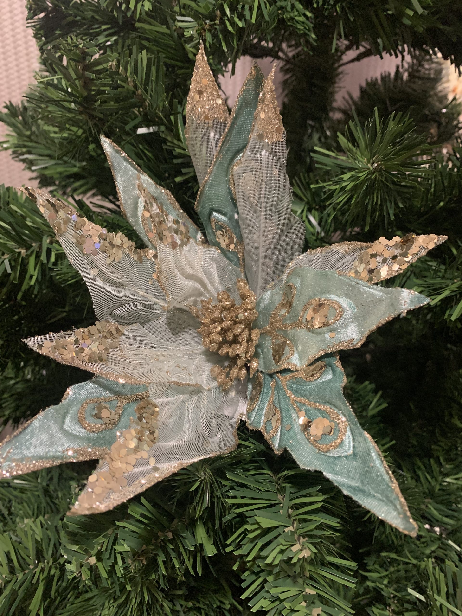 Flor com Pé - Azul Dourado