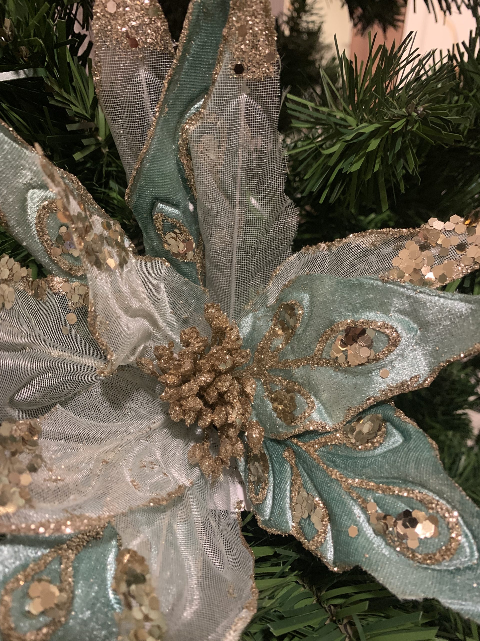 Flor com Pé - Azul Dourado