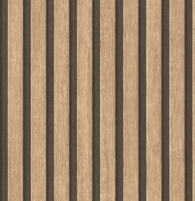 Papel Parede Efeito Ripado - Madeira Nogueira