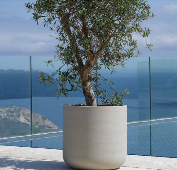 Vaso Fibra Cimento Jumbo - Beige Washed