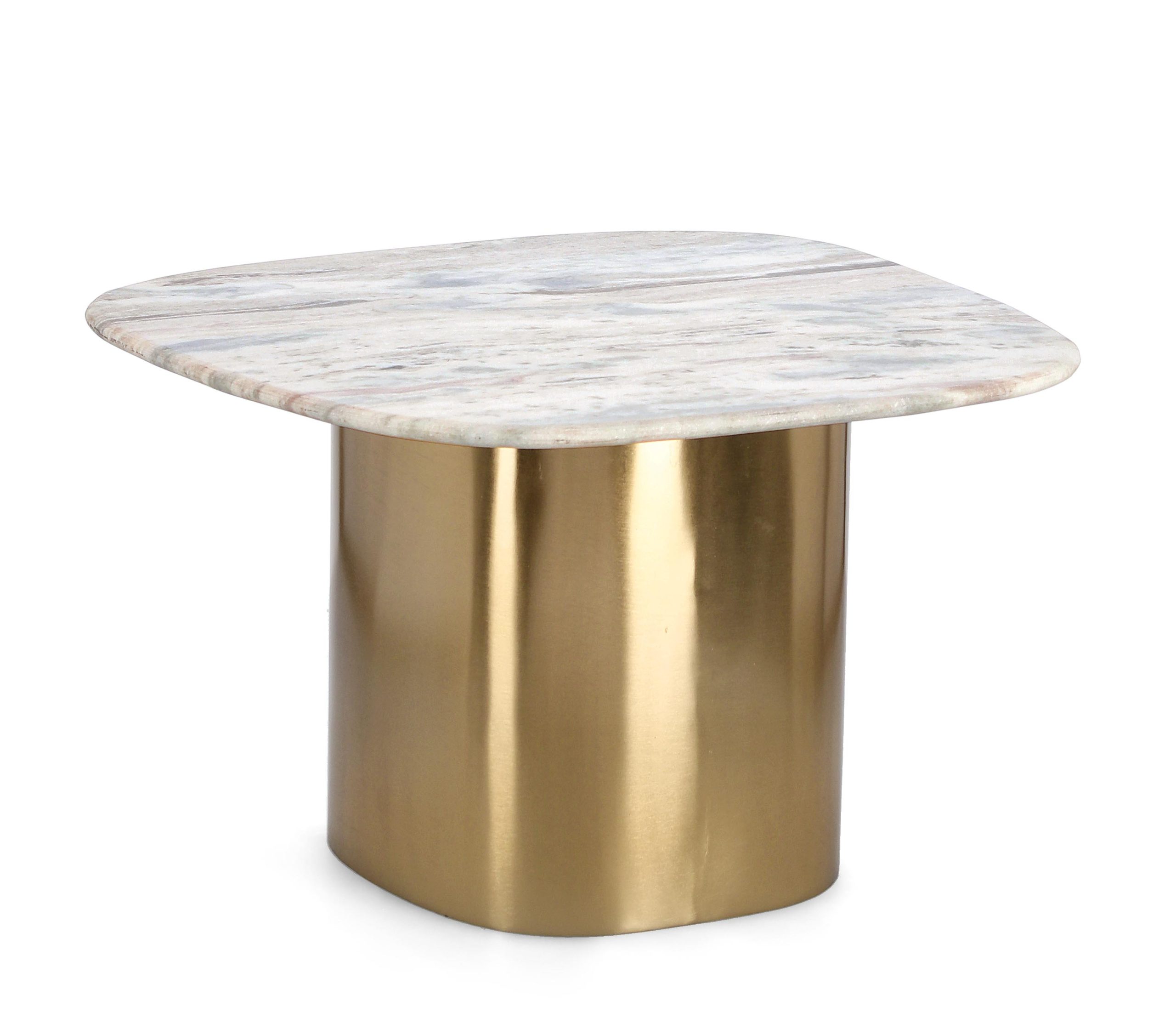 Mesa Centro/Apoio - Mármore, Pé Dourado