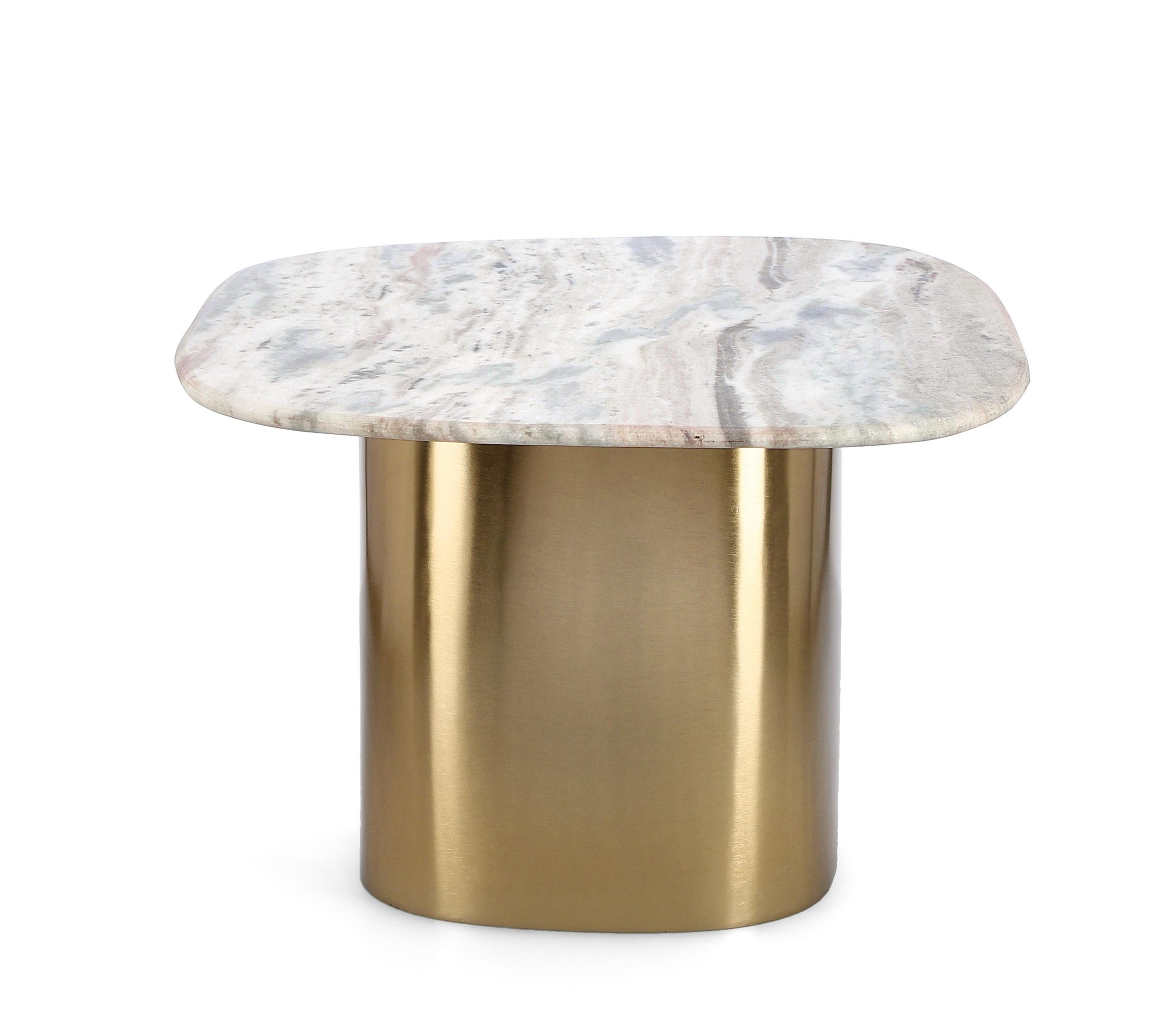 Mesa Centro/Apoio - Mármore, Pé Dourado
