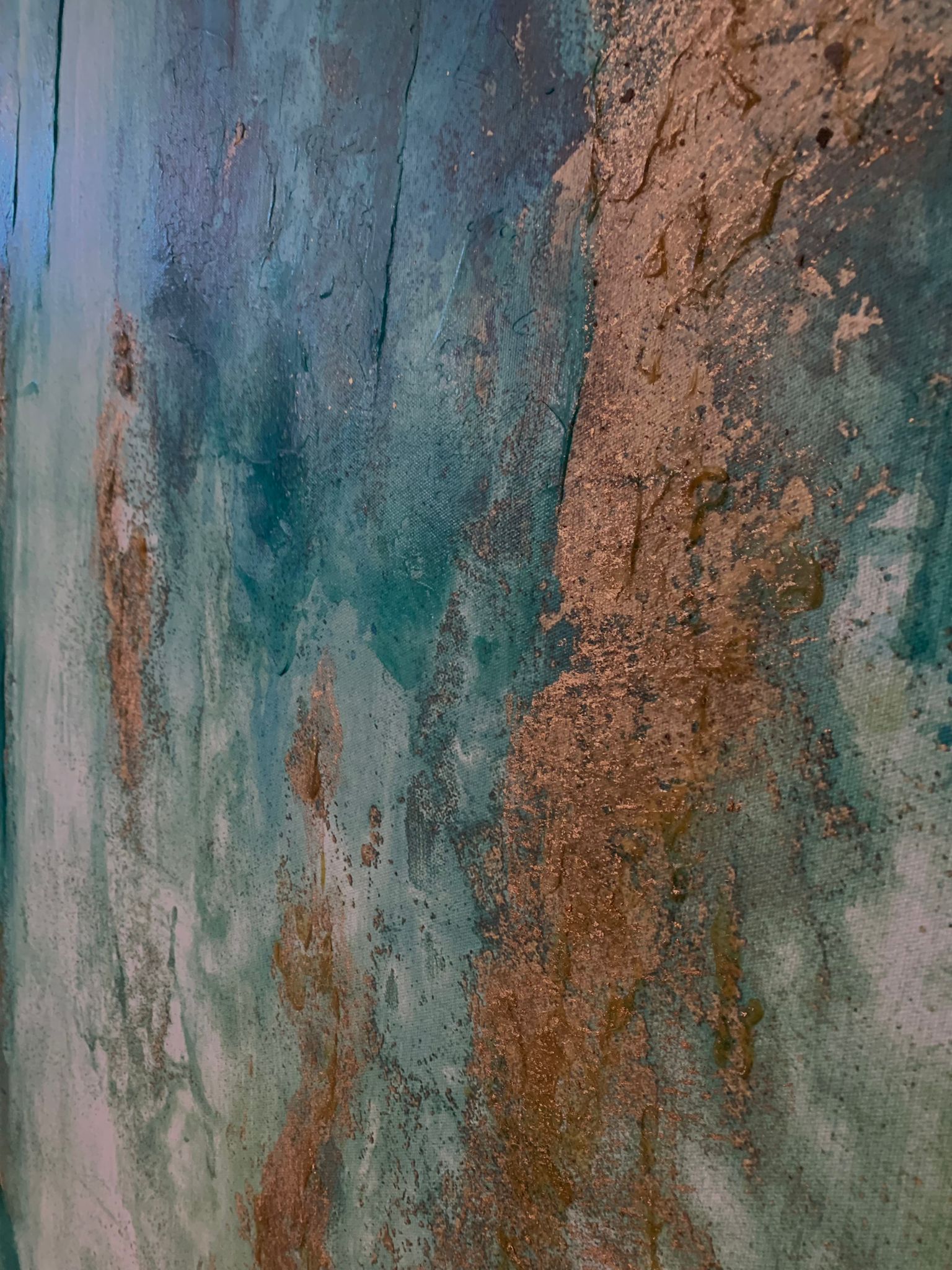 Tela Pintura Óleo - Verde e Dourado