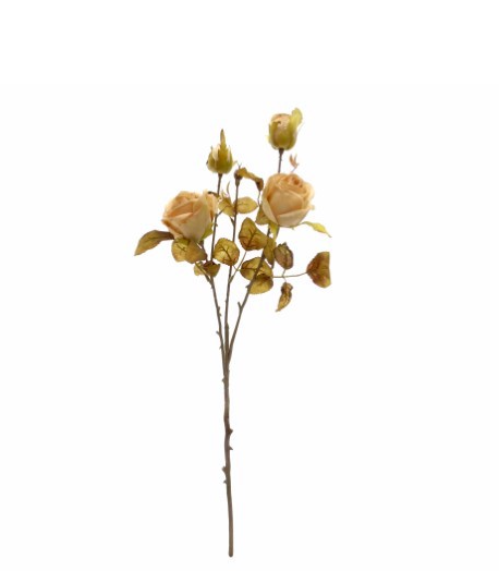 Flor Artificial - Pé de Rosas Efeito Seco Bege