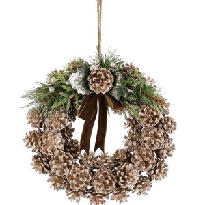 Coroa Pinhas Champagnhe - 30 cms Bonita e original cora de porta com pinhas