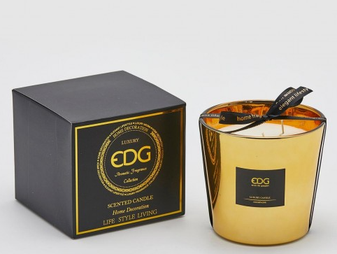 Vela Vidro Dourada - Fragância Champagne