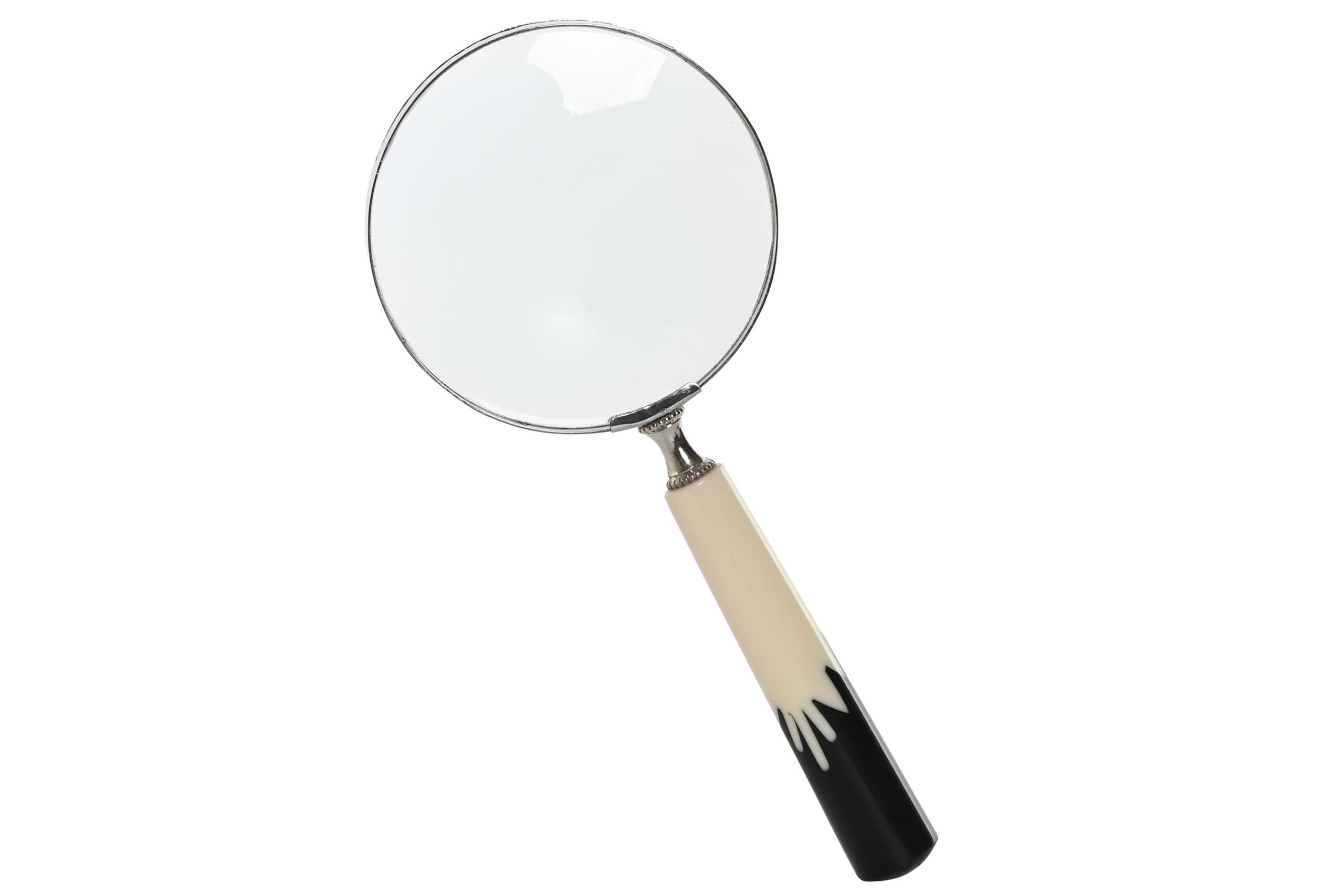 Lupa Decorativa Osso e Vidro - Cabo bege e Preto