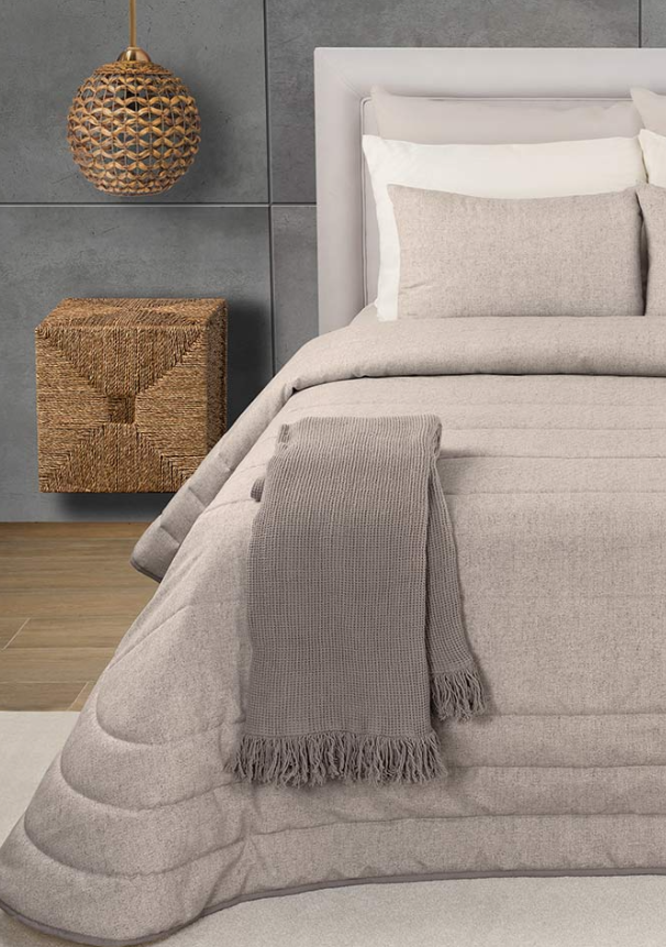 Colcha Jacquard Taupe 250X260