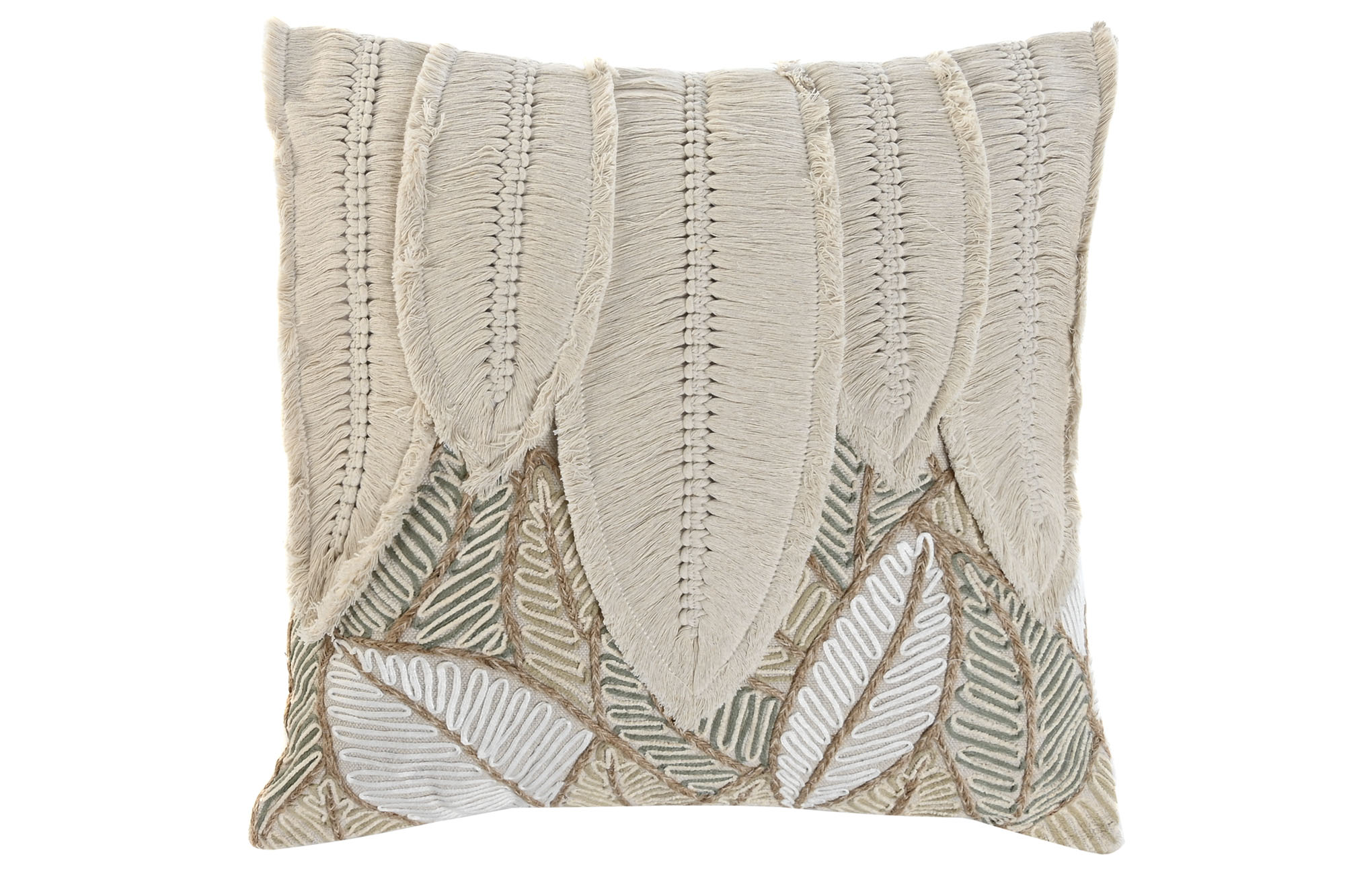 Almofada Algodão Bordada - Folhas