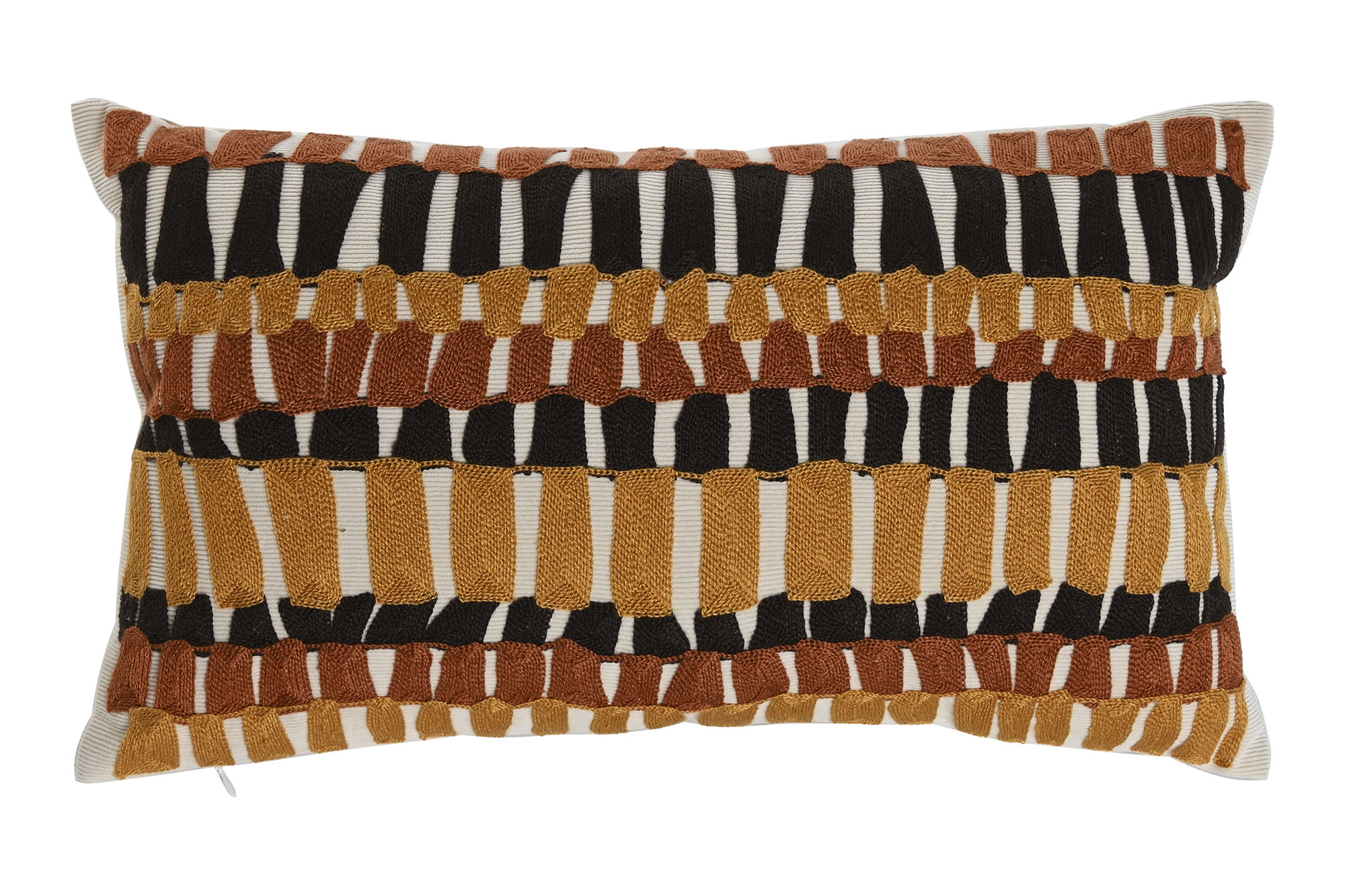 Almofada Poliéster Bordada - Preto e Terracota