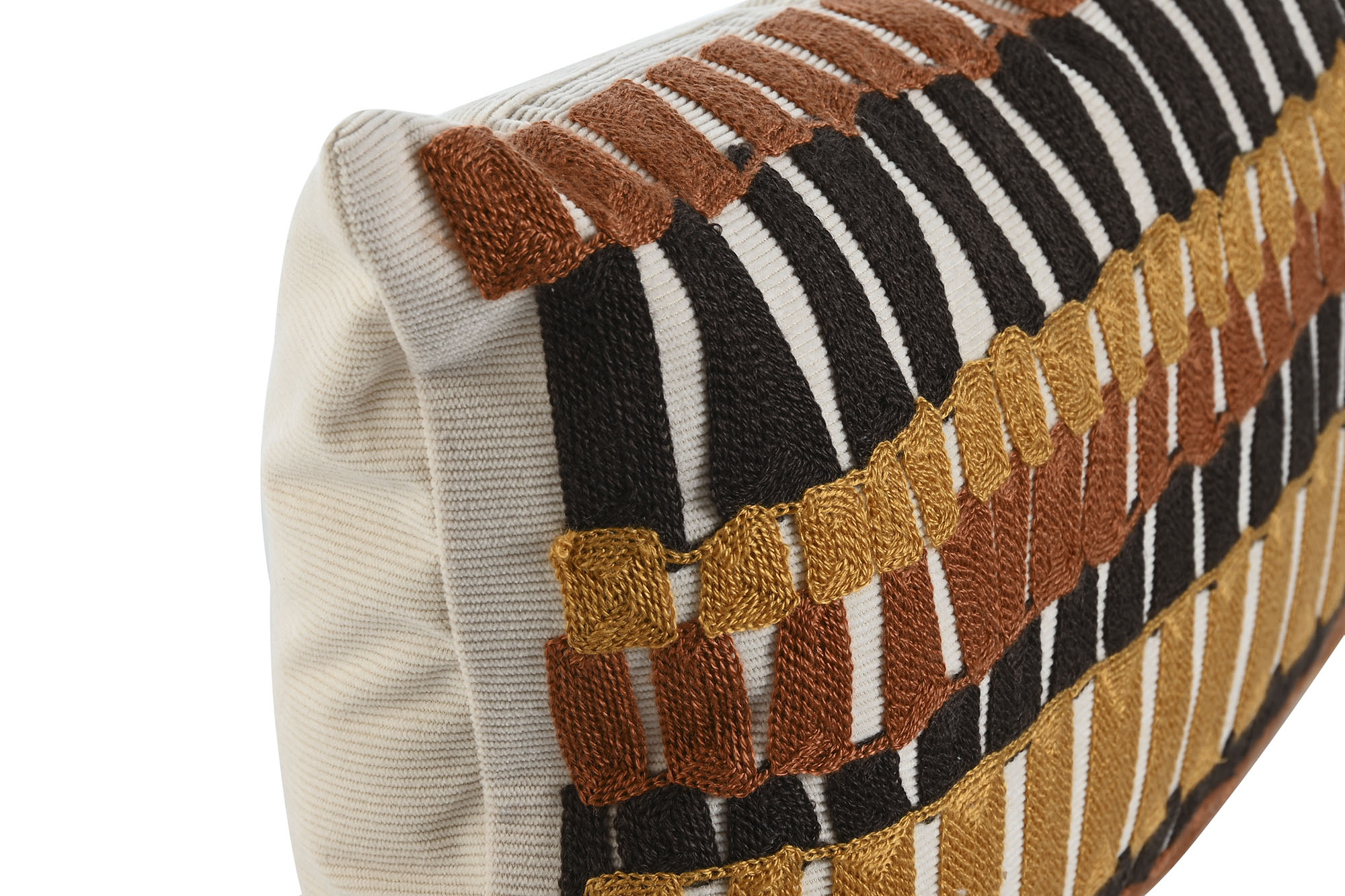 Almofada Poliéster Bordada - Preto e Terracota