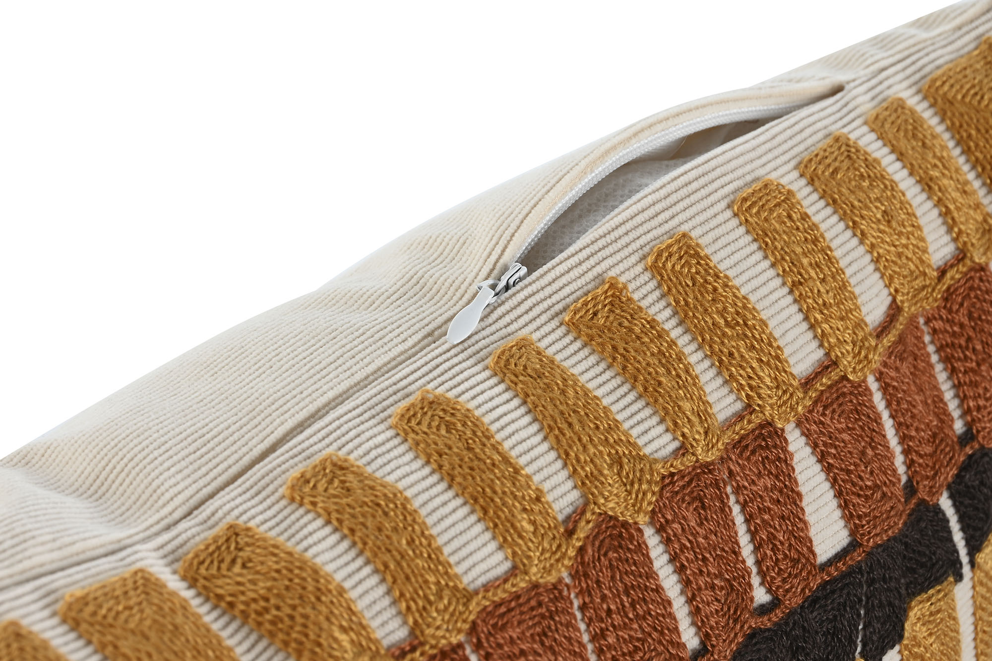 Almofada Poliéster Bordada - Preto e Terracota