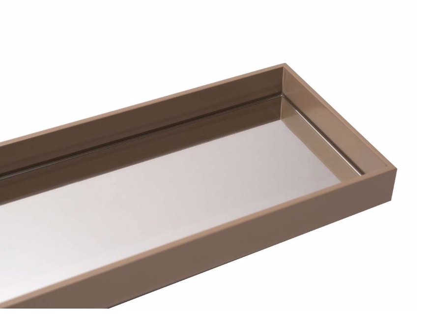 Tabuleiro Lacado Taupe com Espelho – 28X10
