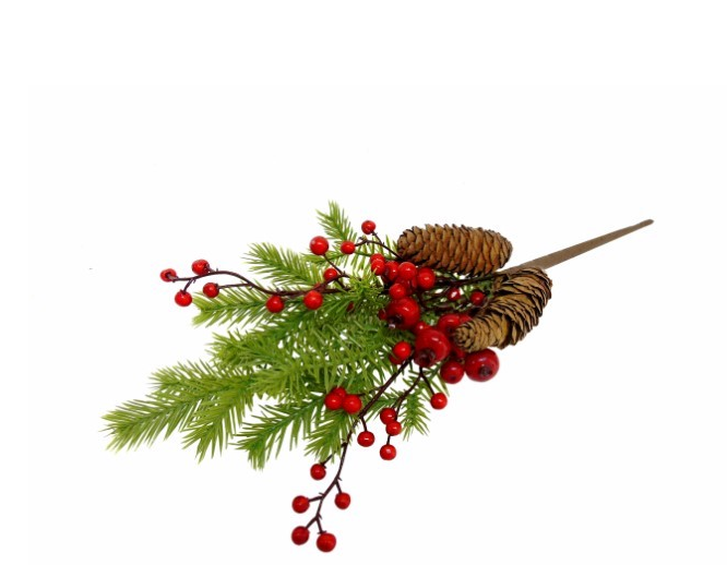 Flor Artificial Natal - Bolas Vermelhas e Pinhas